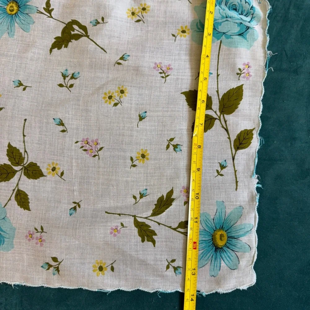 Vintage Handkerchief Lot 4 Floral Embroidered Lace Trim Cotton‎ White Blue Pink
